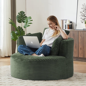 English Elm Compressible Corduroy Round Accent Chair Pocket Spring Cushioned Backrest for Apartments Green W2339P461269