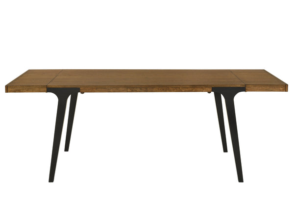 English Elm Hillary Walnut & Black Dining Table with 2 Leaves — 35"D x 59–83"W, 18mm Top, Rubberwood/MDF Veneer B2726P303028