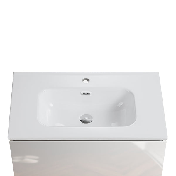 English Elm BB09-30-311, Glossy White Ceramic Integrated Basin with Rounded Edges, Easy-Clean Stain-Resistant Finish W1865P242293