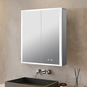 English Elm Mesa Aluminum Led Medicine Cabinet with Defogger Touchscreen and Soft Close Doors B2731P478361