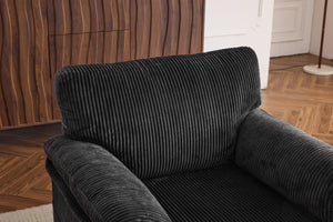 English Elm 33 Inch Oversized Swivel Corduroy Lounge Chair with Plush Chenille Cushioning and Support Springs Grey W1829P265016