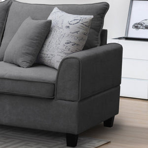 English Elm Harmony Fabric Sectional Sofa with Chaise Ottoman Pocket Coil Support for Living Rooms Gray B061S00953