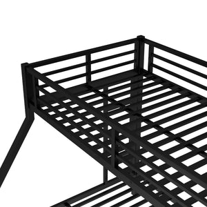 English Elm Twin Triple Metal Bunk Bed Matte Powder Coated Frame with Full Safety Guardrails W1580S00495