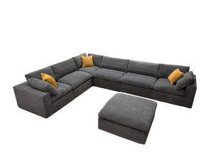 English Elm Coffee Bean Textured Modular Sectional Sofa Low Profile Contemporary Living Room Light Gray B2748S00070