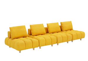 English Elm 120 Plush Teddy Sofa 120" Long Spacious 4-Seater with Solid Wood Frame, Spring Cushion Comfort Yellow W1658S00068