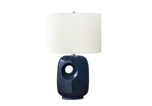 English Elm Lighting, Sculpted Ceramic Table Lamp with Ivory Fabric Shade for Modern Living Spaces Blue B2710P461839