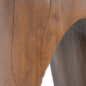 English Elm Christopher Knight Home® - Outdoor Hollow Design Side Table - Lightweight Concrete With Wood-Like Finish For Patio & Poolside Use N770P291496A