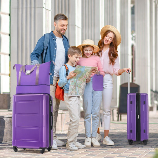 English Elm 2 Piece Abs Hard Shell Spinner Luggage Set with Tsa Lock Expandable Travel Suitcases Purple N732P198744I