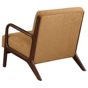 English Elm Robie Mid-Century Honey Upholstered Accent Chair with Cappuccino Wood Frame, Curved Comfort Design B062P299843