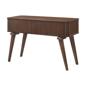 English Elm 1pc Walnut Veneer Sofa Table Tambour Doors Shelved Storage Mid-century Living Room B011P287325