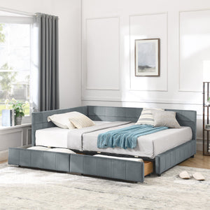 English Elm Full Size Velvet Upholstered Tufted Sofa Bed Frame With Storage, Grey Loveseat & Comfortable Seating W487S00308