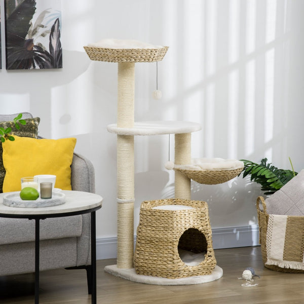 English Elm Pawhut Multi-level Indoor Cat Tree with Sisal Posts Condo Hammock and Hanging Toy W2225P217053