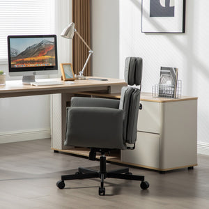 English Elm Criss Cross Wide Seat Pu Leather Swivel Task Chair with Removable Headrest Gray W3118P404122