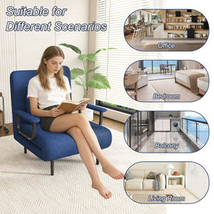 English Elm Folding Convertible Chair Sleeper with Steel Frame and 5 Position Adjustable Backrest W2700P394063