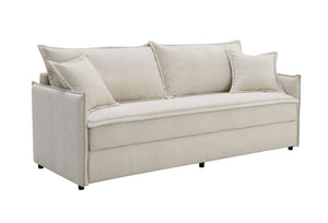 English Elm Elisea Beige Fabric Sleeper Sectional Sofa with Storage, Pocket Coil Seats, Removable Covers, Full B2726S00129