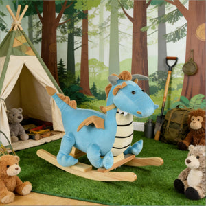 English Elm Dinosaur Plush Rocking Toy for Toddlers with Sound Effects and Wooden Base T3971P442691