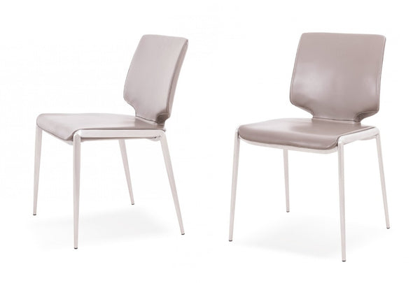 VIG Furniture Eileen Modern Cognac Eco-Leather Seating With Slender Powder-Coated Metal Legs, Stackable Comfort Gray Dining Chair VGHR3637-DKGRY-DC