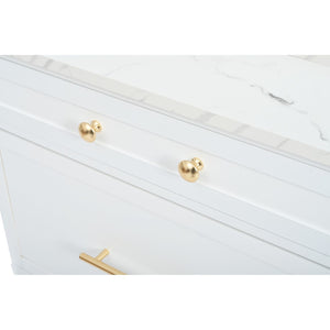 English Elm Topmax Freestanding Tall Pantry Cabinet Faux Marble Top 5 Drawers Modern Kitchen Hutch White N717S000075K