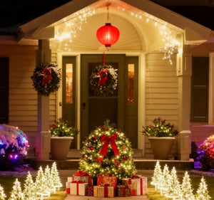 English Elm Artificial Battery Powered Outdoor Christmas Tree with Led Lights Pine Cones Berry Clusters T3971P415410