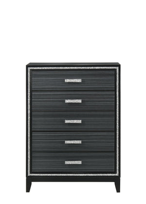 English Elm Haiden Weathered Black Finish Dresser with Six Spacious Drawers, Silver Trim Accent and Durable Craftsmanship Black 49 L x 20 W x 39 H B2726P261899