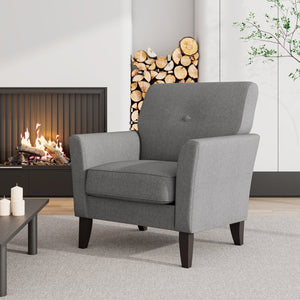 English Elm Dorset Barrel Accent Chair Velour Upholstery Solid Legs Compact Living Room Seating Gray B127P495071