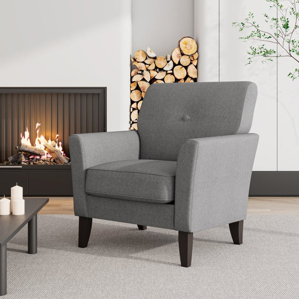 English Elm Dorset Barrel Accent Chair Velour Upholstery Solid Legs Compact Living Room Seating Gray B127P495071