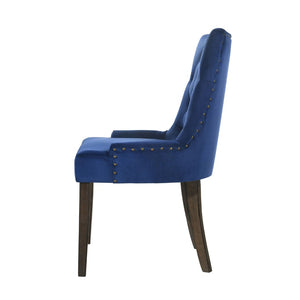 English Elm Set Of 2 Luxurious Velvet Dining Chairs In Rich Blue With Weathered Oak Legs For Timeless Elegance B016P315275-GIGA