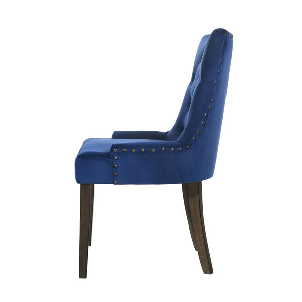 English Elm Set Of 2 Luxurious Velvet Dining Chairs In Rich Blue With Weathered Oak Legs For Timeless Elegance B016P315275-GIGA