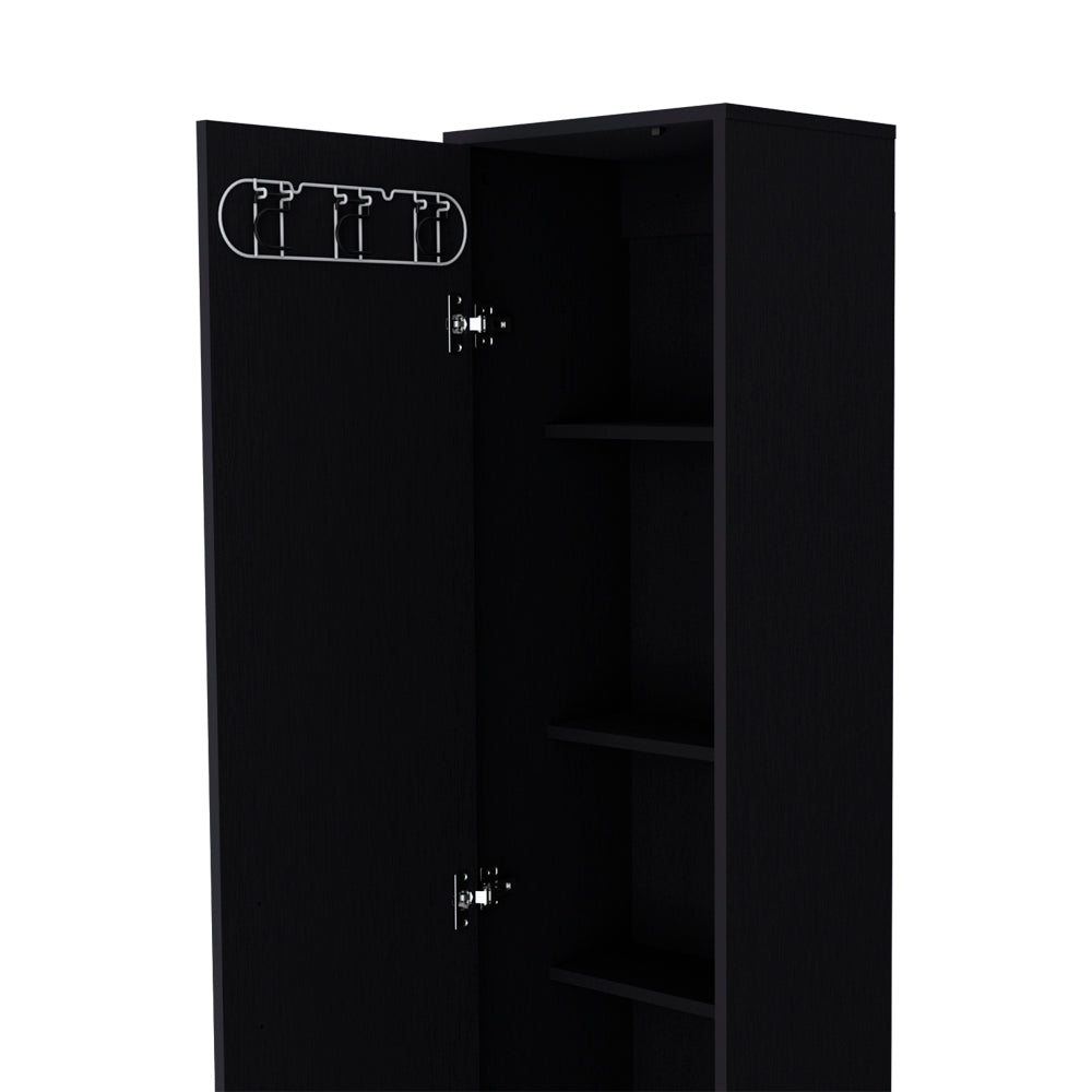 English Elm Cabinet Buccan Storage Black Engineered Wood Garage Organizer with Single Door & 5 Shelves, Tidy B092P201590