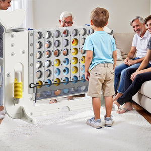 English Elm 4-to-score Giant Backyard Game Set with 4 Activities Height Adjustable Family Fun White+Gray W2700P357856