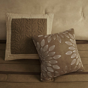 English Elm 7 Palmer Faux Suede 7-Piece Comforter Set Queen – Pieced Microsuede, Taupe & Brown, Embroidered Pillows Natural 18.7 L x 13.98 W x 11.61 H B03596908