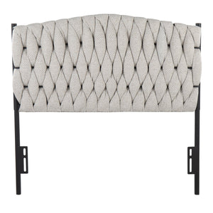 English Elm Braided Plush Matisse Twin Headboard by LumiSource with Braided Upholstery and Black Metal Frame Cream B202P223761