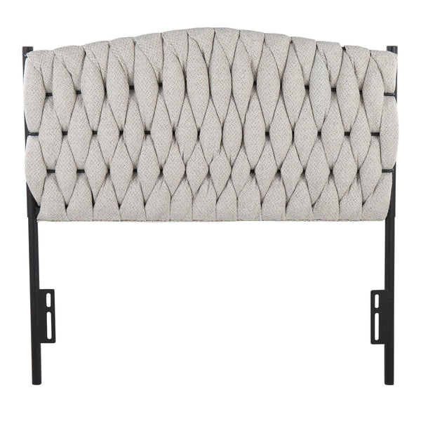 English Elm Braided Plush Matisse Twin Headboard by LumiSource with Braided Upholstery and Black Metal Frame Cream B202P223761