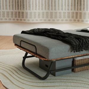 English Elm Portable Folding Guest Bed with Memory Foam and Reinforced Steel Frame on Locking Wheels T3963P447221