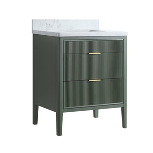 English Elm Fully Assembled 30'' Green Bathroom Vanity With Solid Wood & Engineered Marble Top - Elegant Storage Solution W1826P308974