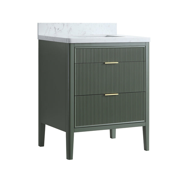 English Elm Fully Assembled 30'' Green Bathroom Vanity With Solid Wood & Engineered Marble Top - Elegant Storage Solution W1826P308974