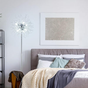 English Elm Crystal Floor Lamp - 69" Modern Chrome Standing Light With 32 Firework Crystals For Elegant Decor W2738P185397