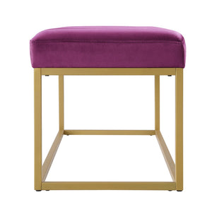 English Elm Modern Channel Tufted Velvet Upholstered Bench with Gold Metal Frame for Bedroom Entry W2186P211159
