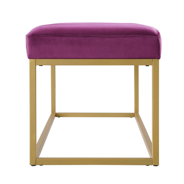 English Elm Modern Channel Tufted Velvet Upholstered Bench with Gold Metal Frame for Bedroom Entry W2186P211159