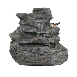 English Elm Christopher Knight Home® - 4-Tiered Concrete Waterfall Fountain with LED Glow, Weather-Resistant Outdoor Garden Accent, Soothing Ambiance N765P324559G