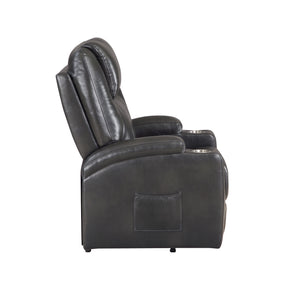 English Elm Gunmetal Leather Aire Power Lift Recliner with Massage, 2 Cup Holders, Pocket Coil Seat, 143° Recline B2726P405705