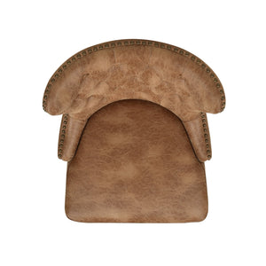 English Elm Jennifer Taylor Home - Holmes Tufted High-Back 360 Swivel Counter Stool in Mid Faux Leather — Handcrafted Comfort & Support Tan+Brown B2719P238380