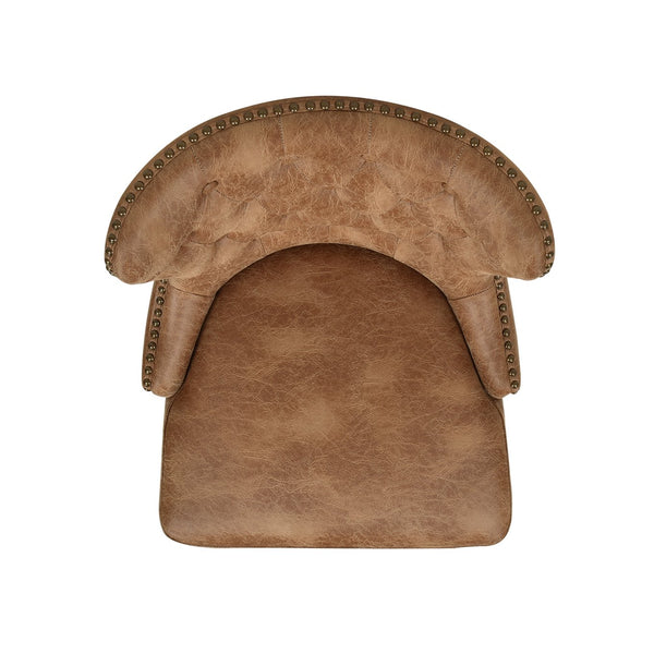 English Elm Jennifer Taylor Home - Holmes Tufted High-Back 360 Swivel Counter Stool in Mid Faux Leather — Handcrafted Comfort & Support Tan+Brown B2719P238380