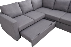 English Elm Sectional Sofa Bed - Modern Grey Space-Saving Design, Easy Assembly, And Plush Comfort For Small Spaces B205S00042-GIGA