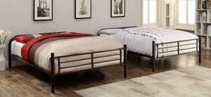 English Elm Black Metal Twin-Over-Queen Bunk Bed with Reinforced Rails, Attached Ladder and Extra Leg Support for Safety Black 58 L x 33 W x 7 H B2741S00392