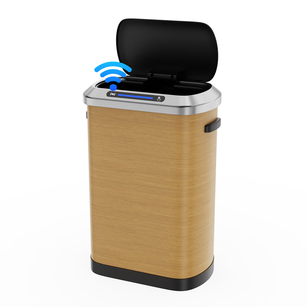 English Elm 50L Smart Sensor Trash Can with Silent Slow-Close Lid, 50L Stainless Steel Motion Bin for Kitchen W1550P154906