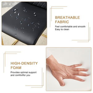 English Elm Table And Chair Set - Luxurious 71" Pandora Glass Dining Table With Golden C-Shaped Legs & 6 Pu Chairs W1151S03225-GIGA