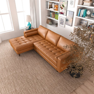 English Elm Ashcroft Furniture - Anthony Corner Sectional Sofa Luxurious Velvet Upholstered Left-Facing Design Soft Genuine Leather Comfort Orange B183S00022