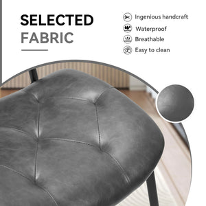 English Elm Dining Chairs Set Of 2 - Modern Ergonomic Design In Dark Gray Pu Leather For Dining & Living Spaces T3950P394502