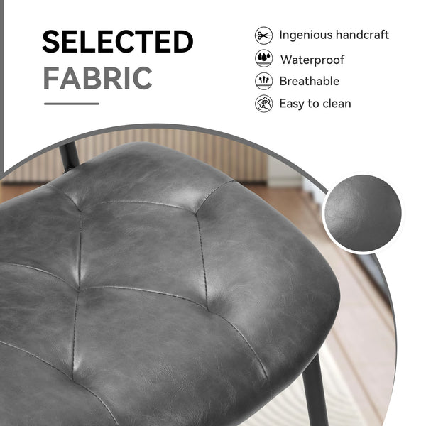 English Elm Dining Chairs Set Of 2 - Modern Ergonomic Design In Dark Gray Pu Leather For Dining & Living Spaces T3950P394502